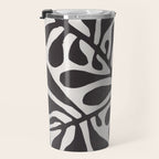 Linocut Plant #2 / Black & White Travel Mug Gallery Image 3