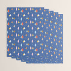 Colorful Scandinavian Christmas Trees on Blue Wrapping Paper Gallery Image 3