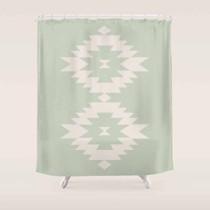 Southwestern Minimalism - Neutral Sage Green Shower Curtain Gallery Image 1
