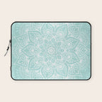 Mandala, Yoga, Love, Flower of Life, Teal Green Laptop Sleeve Gallery Image 1
