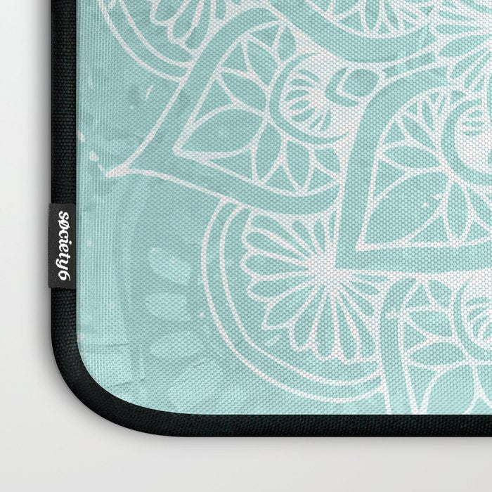 Mandala, Yoga, Love, Flower of Life, Teal Green Laptop Sleeve Gallery Image 3