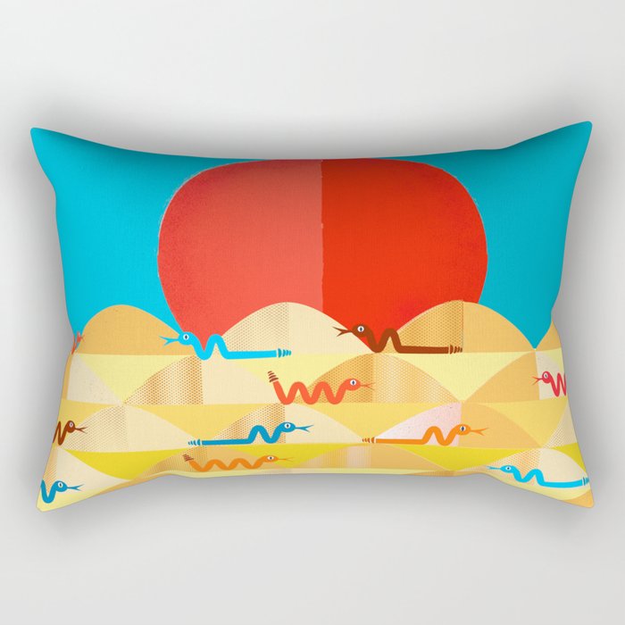 Colorful Snakes On A Desert Rectangular Pillow Gallery Image 2
