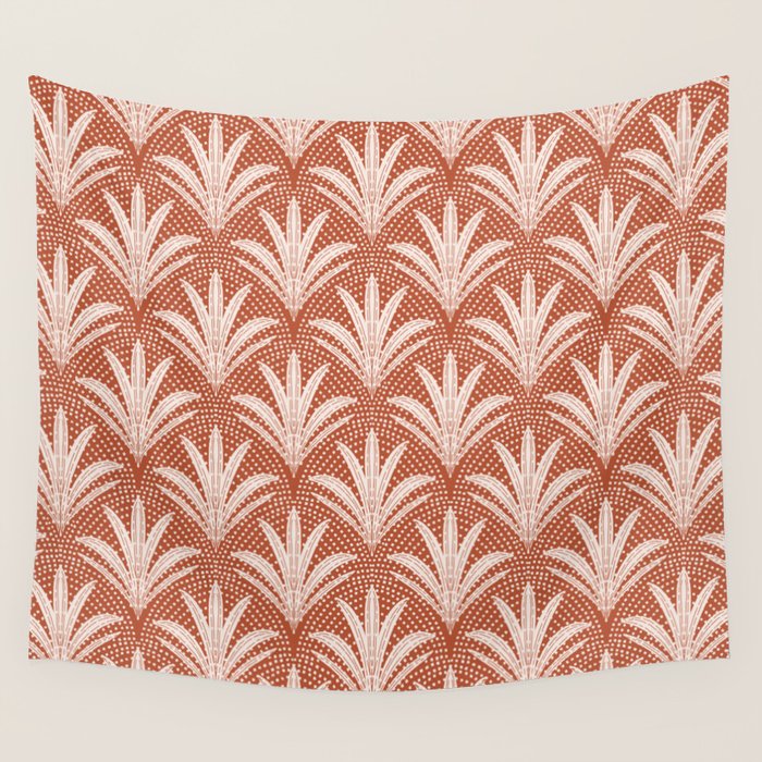 Boho Rustic Palm Radiance Terracotta Wall Tapestry Gallery Image 1