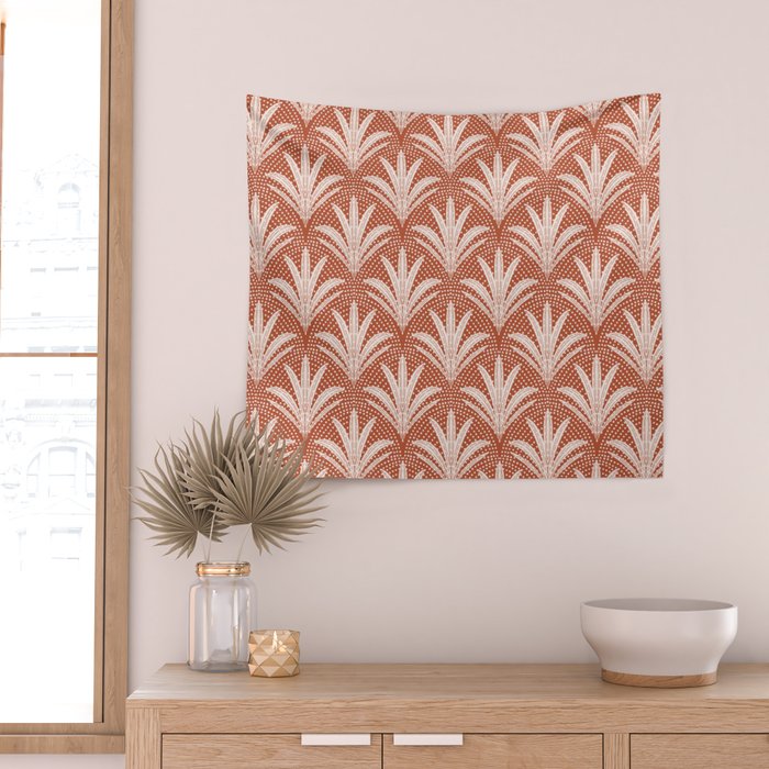 Boho Rustic Palm Radiance Terracotta Wall Tapestry Gallery Image 2