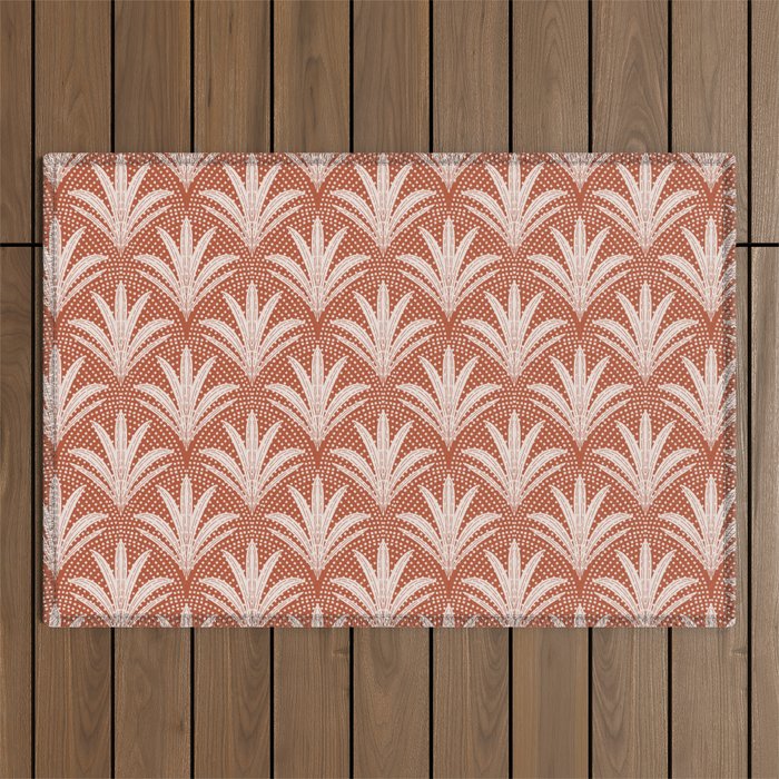 Boho Rustic Palm Radiance Terracotta Outdoor Rug Gallery Image 1