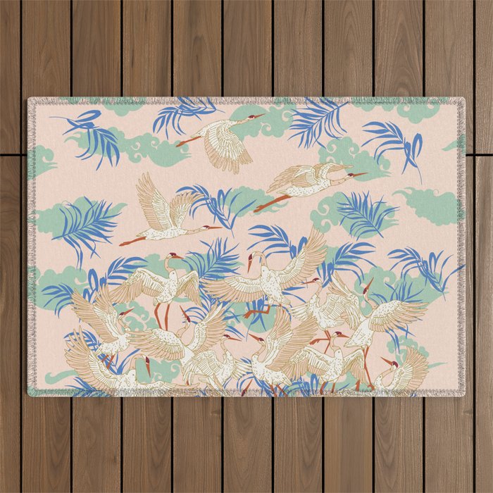 Cranes dance Outdoor Rug Gallery Image 1