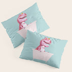 Pink T-Rex in Bathtub Pillow Sham Gallery Image 3
