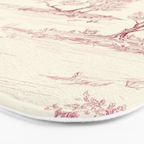 Toile de Jouy Vintage French Red Cream Pastoral Antique Art Print Bath Mat Gallery Image 3