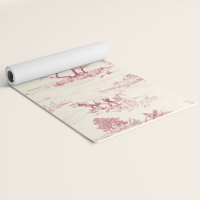 Toile de Jouy Vintage French Red Cream Pastoral Antique Art Print Yoga Mat Gallery Image 2