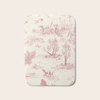 Toile de Jouy Vintage French Red Cream Pastoral Antique Art Print Bath Mat Gallery Image 1
