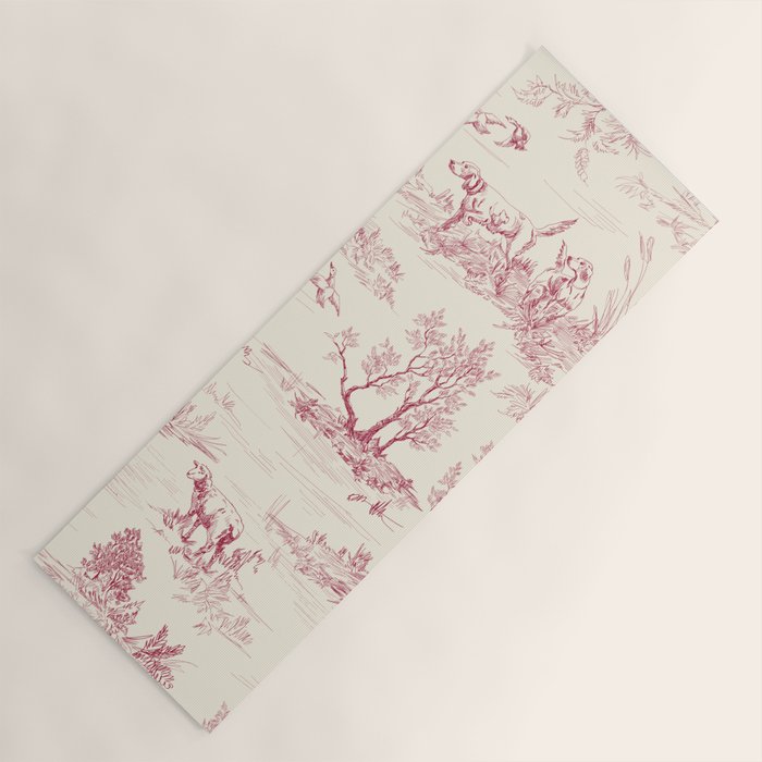 Toile de Jouy Vintage French Red Cream Pastoral Antique Art Print Yoga Mat Gallery Image 1