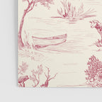 Toile de Jouy Vintage French Red Cream Pastoral Antique Art Print Poster Gallery Image 3