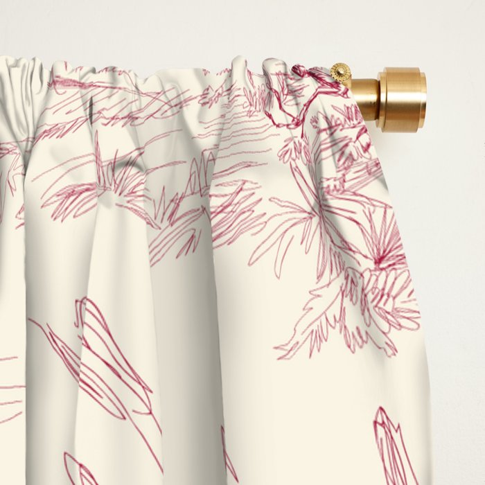 Toile de Jouy Vintage French Red Cream Pastoral Antique Art Print Window Curtain Gallery Image 2