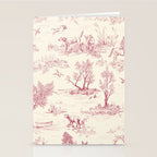 Toile de Jouy Vintage French Red Cream Pastoral Antique Art Print Stationery Card Gallery Image 2