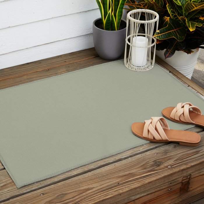 Solid Linen Sage Outdoor Rug Gallery Image 2
