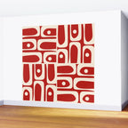 Mid Century Modern Piquet Abstract Multi Pattern in Red and Cream Wall Mural Gallery Image 2
