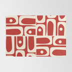 Mid Century Modern Piquet Abstract Multi Pattern in Red and Cream Rug Gallery Image 2