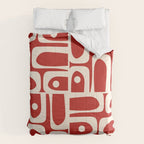 Mid Century Modern Piquet Abstract Multi Pattern in Red and Cream Comforter Gallery Image 6