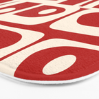 Mid Century Modern Piquet Abstract Multi Pattern in Red and Cream Bath Mat Gallery Image 3