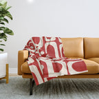 Mid Century Modern Piquet Abstract Multi Pattern in Red and Cream Throw Blanket Gallery Image 1