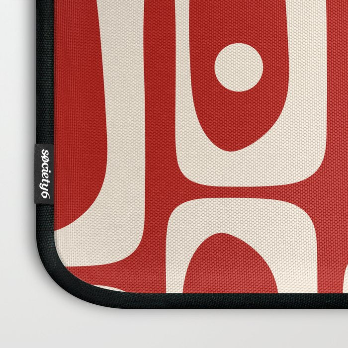 Mid Century Modern Piquet Abstract Multi Pattern in Red and Cream Laptop Sleeve Gallery Image 3