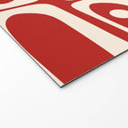 Mid Century Modern Piquet Abstract Multi Pattern in Red and Cream Welcome Mat Gallery Image 2