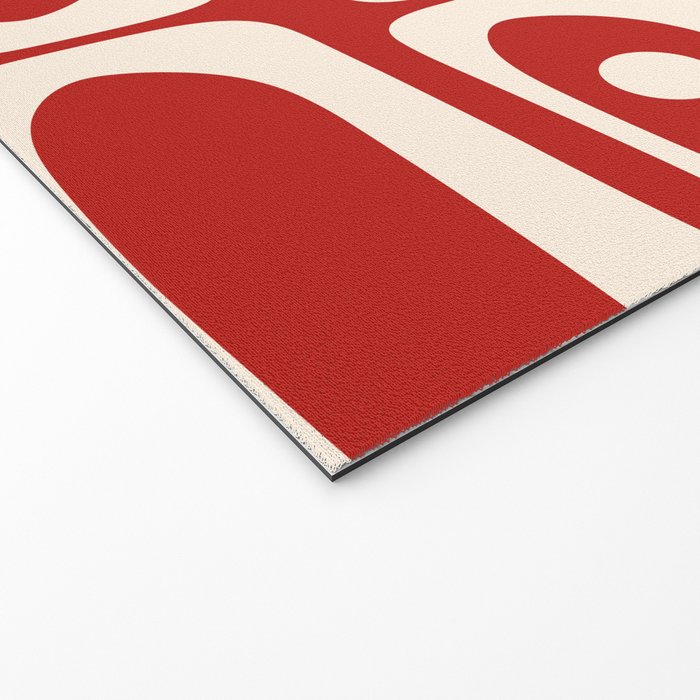 Mid Century Modern Piquet Abstract Multi Pattern in Red and Cream Welcome Mat Gallery Image 2