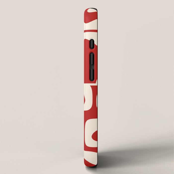 Mid Century Modern Piquet Abstract Multi Pattern in Red and Cream iPhone Case Gallery Image 2