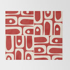 Mid Century Modern Piquet Abstract Multi Pattern in Red and Cream Throw Blanket Gallery Image 2