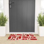 Mid Century Modern Piquet Abstract Multi Pattern in Red and Cream Welcome Mat Gallery Image 3