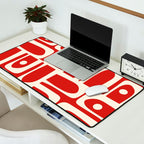 Mid Century Modern Piquet Abstract Multi Pattern in Red and Cream Desk Mat Gallery Image 2