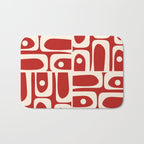 Mid Century Modern Piquet Abstract Multi Pattern in Red and Cream Bath Mat Gallery Image 1