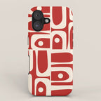 Mid Century Modern Piquet Abstract Multi Pattern in Red and Cream iPhone Case Gallery Image 1