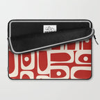 Mid Century Modern Piquet Abstract Multi Pattern in Red and Cream Laptop Sleeve Gallery Image 2