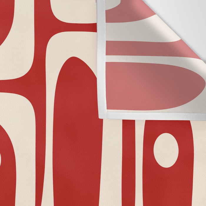 Mid Century Modern Piquet Abstract Multi Pattern in Red and Cream Wall Tapestry Gallery Image 3