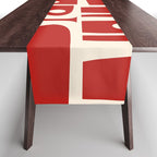 Mid Century Modern Piquet Abstract Multi Pattern in Red and Cream Table Runner Gallery Image 1