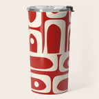 Mid Century Modern Piquet Abstract Multi Pattern in Red and Cream Travel Mug Gallery Image 2