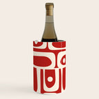 Mid Century Modern Piquet Abstract Multi Pattern in Red and Cream Wine Chiller Gallery Image 2