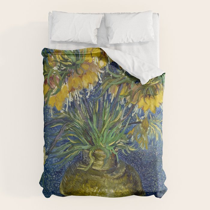 Vincent van Gogh Imperial Fritillaries in a Copper Vase 1887 (High Res & Restored Color Edit) Duvet Cover Gallery Image 6