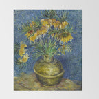 Vincent van Gogh Imperial Fritillaries in a Copper Vase 1887 (High Res & Restored Color Edit) Throw Blanket Gallery Image 2
