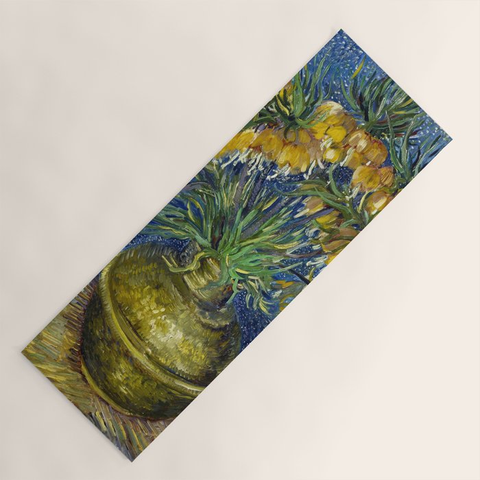 Vincent van Gogh Imperial Fritillaries in a Copper Vase 1887 (High Res & Restored Color Edit) Yoga Mat Gallery Image 1