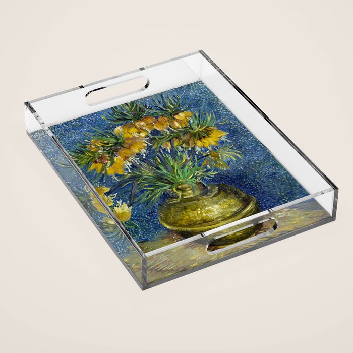 Vincent van Gogh Imperial Fritillaries in a Copper Vase 1887 (High Res & Restored Color Edit) Acrylic Tray Gallery Image 1