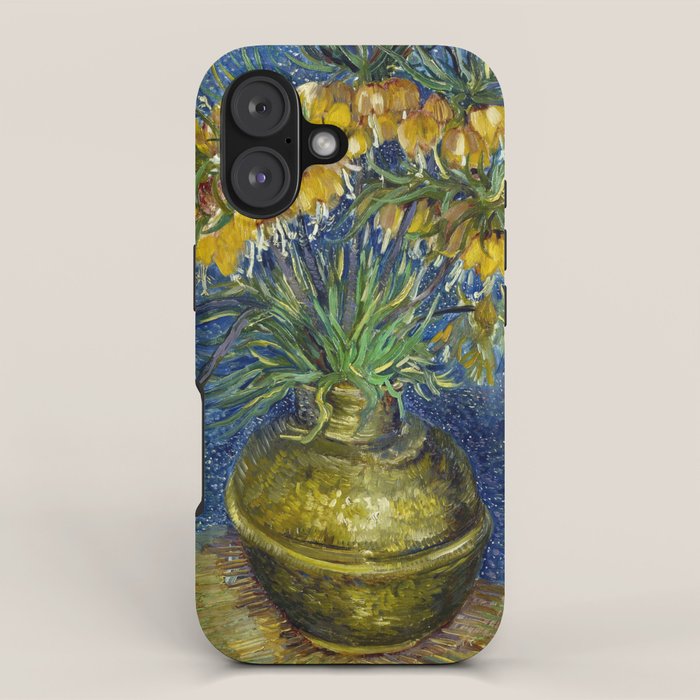 Vincent van Gogh Imperial Fritillaries in a Copper Vase 1887 (High Res & Restored Color Edit) iPhone Case Gallery Image 1