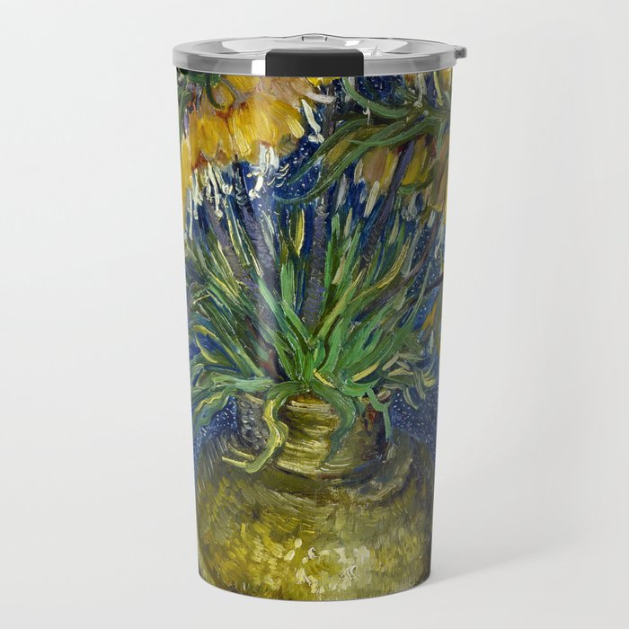 Vincent van Gogh Imperial Fritillaries in a Copper Vase 1887 (High Res & Restored Color Edit) Travel Mug Gallery Image 1