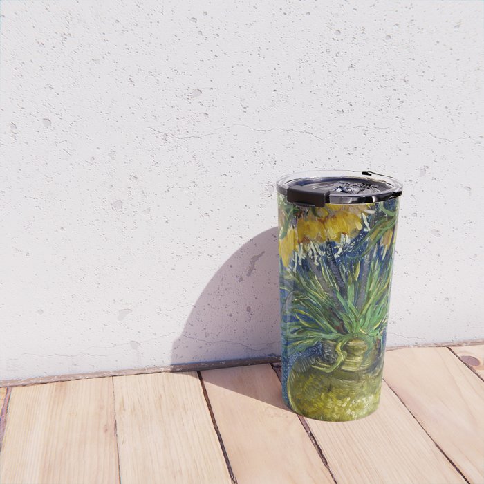 Vincent van Gogh Imperial Fritillaries in a Copper Vase 1887 (High Res & Restored Color Edit) Travel Mug Gallery Image 4