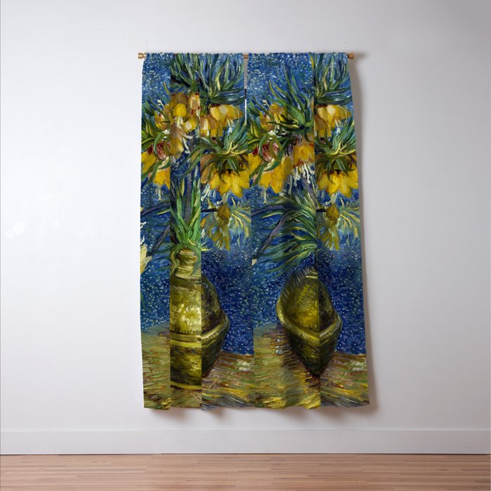 Vincent van Gogh Imperial Fritillaries in a Copper Vase 1887 (High Res & Restored Color Edit) Window Curtain Gallery Image 3