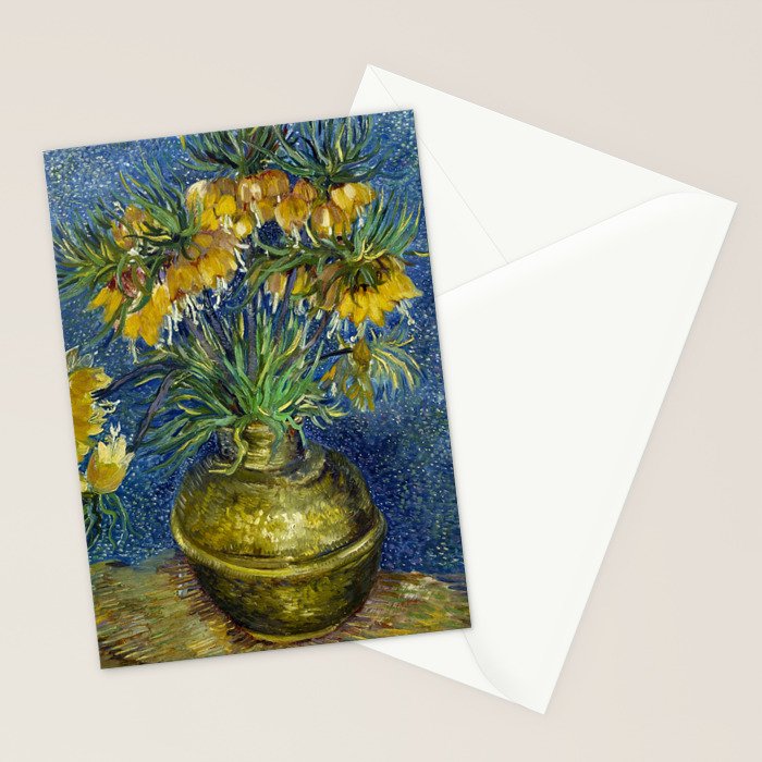 Vincent van Gogh Imperial Fritillaries in a Copper Vase 1887 (High Res & Restored Color Edit) Stationery Card Gallery Image 2