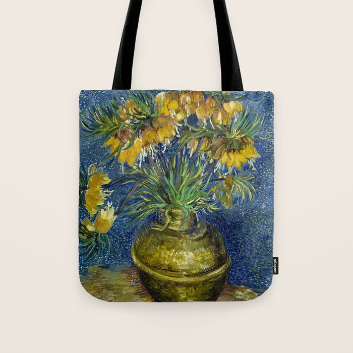 Vincent van Gogh Imperial Fritillaries in a Copper Vase 1887 (High Res & Restored Color Edit) Tote Bag Gallery Image 1