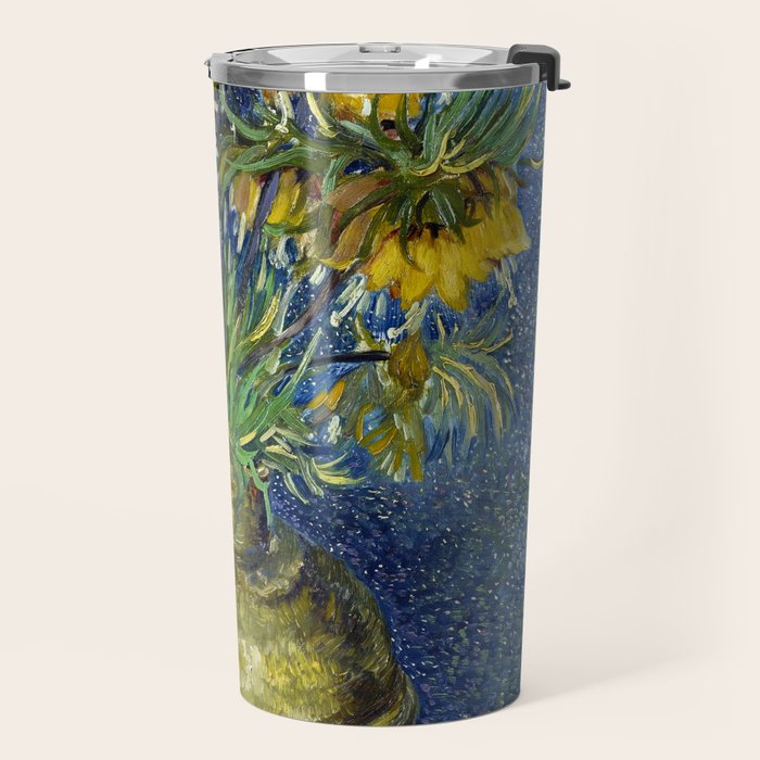 Vincent van Gogh Imperial Fritillaries in a Copper Vase 1887 (High Res & Restored Color Edit) Travel Mug Gallery Image 2