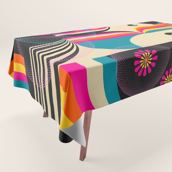 Folk Art Girls Illustration Tablecloth Gallery Image 1